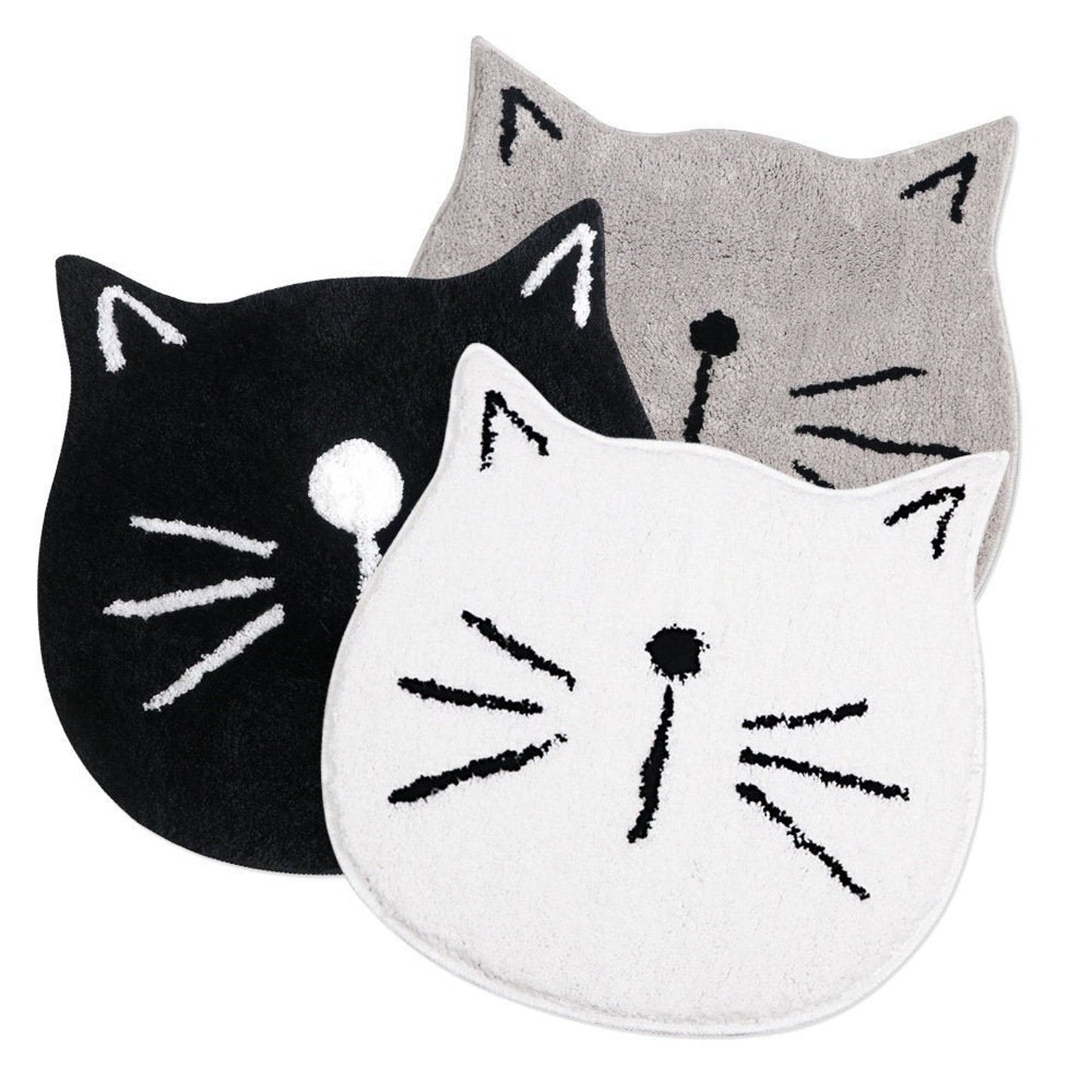 Simple Cats Bath Mat, Grey White Black - Feblilac® Mat