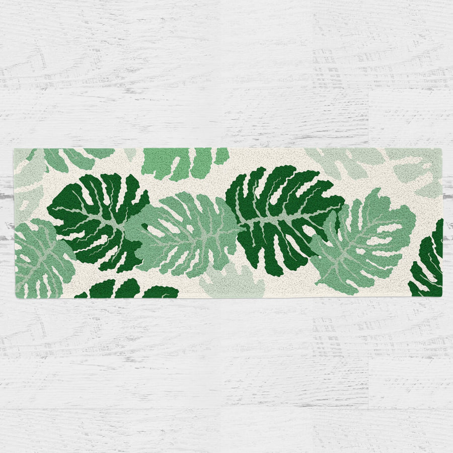Feblilac Green Monstera Leaves Runner Mat, Tufted Mat for Bedroom or Bathroom - view 4