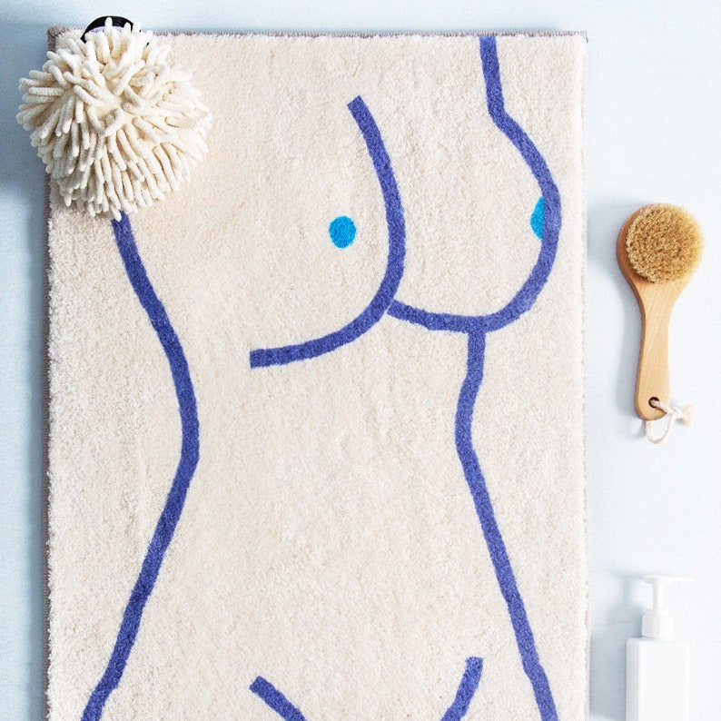 Feblilac Fun Art Get Naked Illustration Bathroom Mat Multiple Sized - Feblilac® Mat