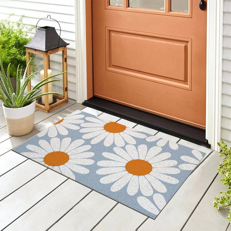 White Daisy Entrance Door Mat - Feblilac® Mat