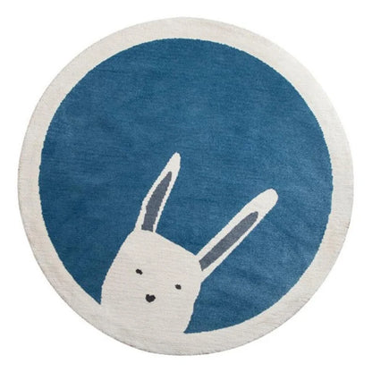 Rabbit Blue Kids Play Mat Round Rug Room Décor for Children - Feblilac® Mat