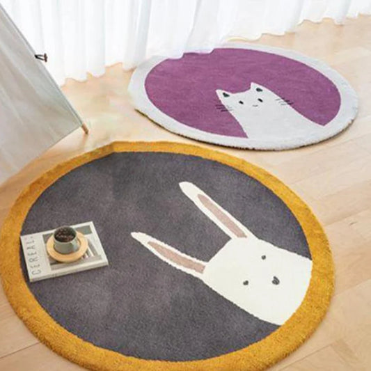 Rabbit Blue Kids Play Mat Round Rug Room Décor for Children - Feblilac® Mat