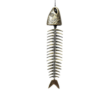 Metal Fish Bone Wind Chime, Iron Vintage Bell Ring Windchime