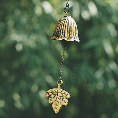 Metal Yellow Leave Wind Chime, Iron Bell Ring Windchime