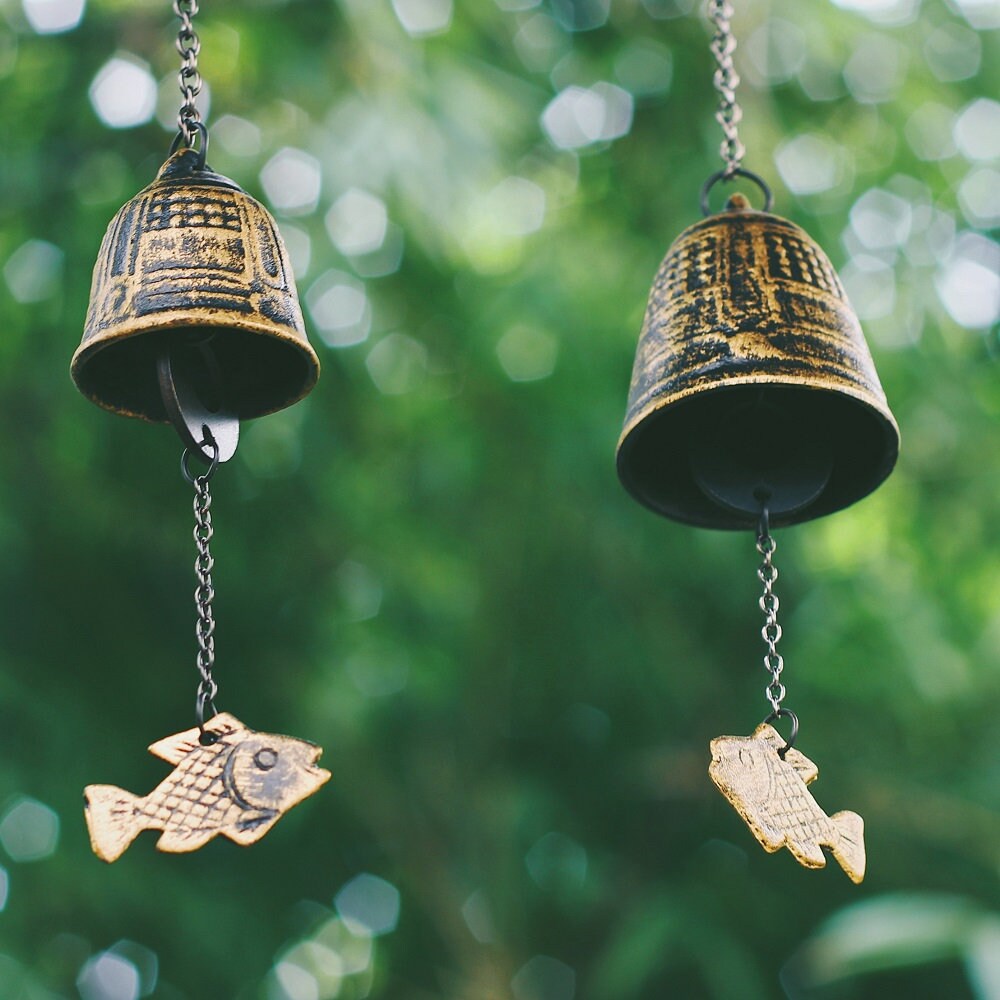 Metal Bell Fish Wind Chime, Japanese Style Iron Bell Ring Windchime