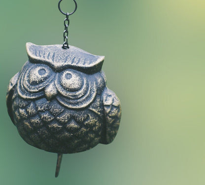 Cute Owl Metal Wind Chime, Iron Metal Bell Ring Windchime