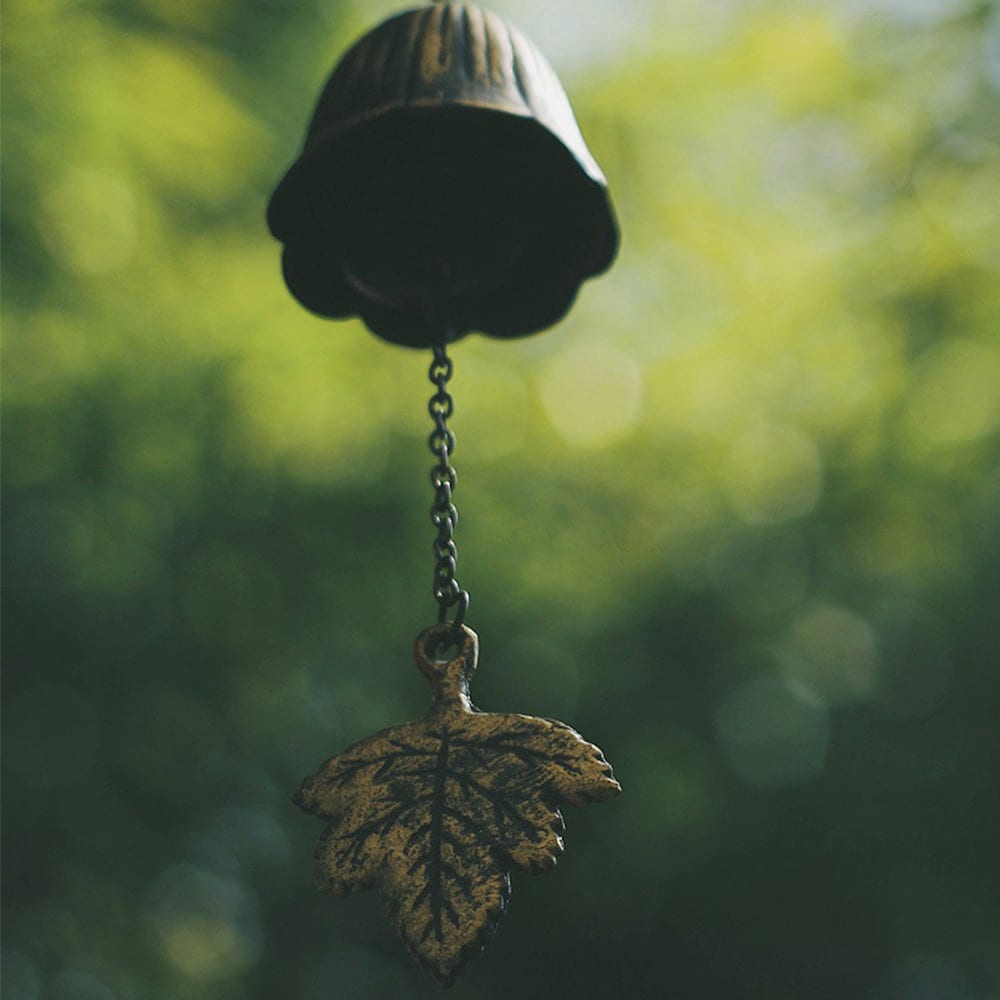 Metal Yellow Leave Wind Chime, Iron Bell Ring Windchime