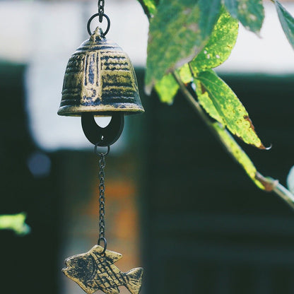 Metal Bell Fish Wind Chime, Japanese Style Iron Bell Ring Windchime