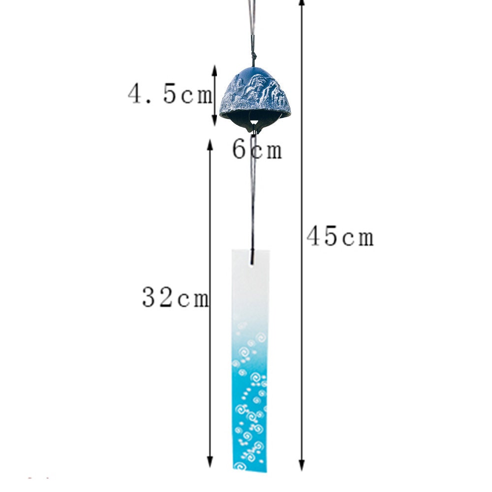 Metal Snow Mountain Wind Chime, Blue White Iron Bell Ring Windchime
