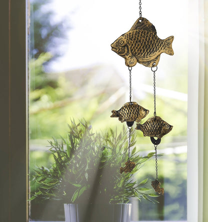 Cute Metal Fish Wind Chime, Traditional Japanese Koi Bronze Bell Ring Windchime