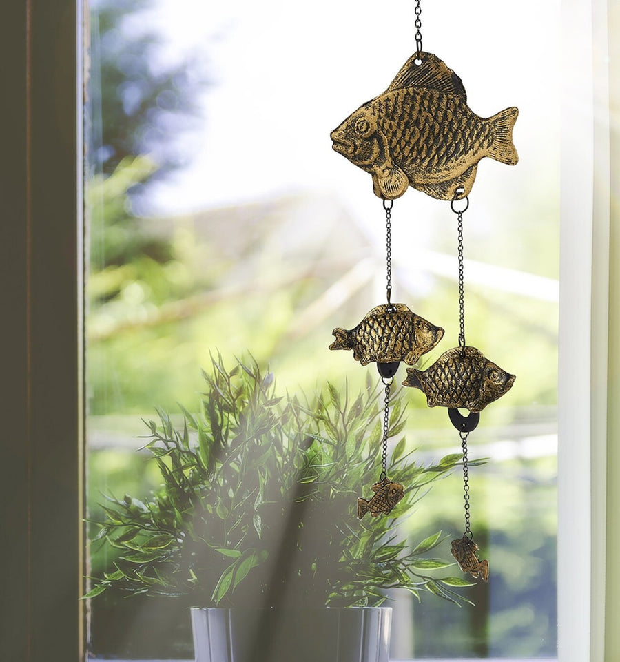 Cute Metal Fish Wind Chime, Traditional Japanese Koi Bronze Bell Ring Windchime - view 3