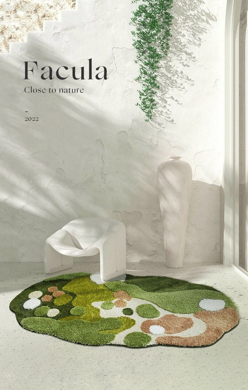 Natural Green Moss Series Abstract Rug, Small Area Rug - view 4