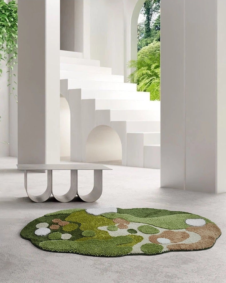 Natural Green Moss Series Abstract Rug, Small Area Rug - view 2