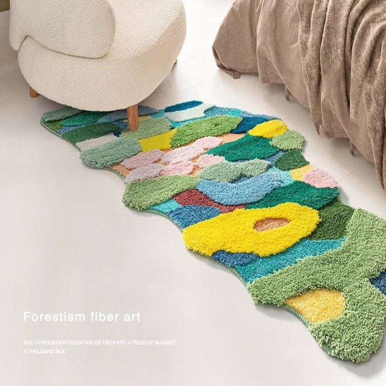 Natural Moss Forest Abstract Rug, Bedroom Living Room Rug, Modern Art Rug - view 2