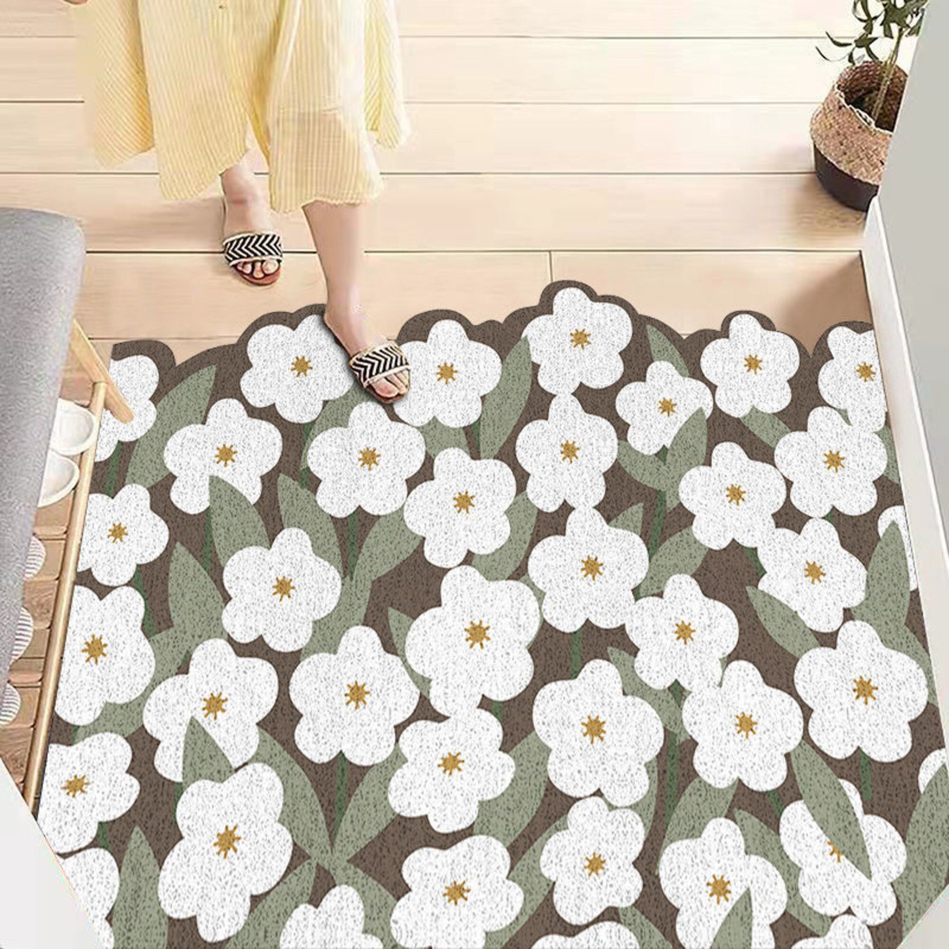 8 Style Flowers PVC Door Mat Rugs Funny Welcome for Front Doormat DIY Cutting Indoor/Outdoor Mats Non-Slip Eas - view 5