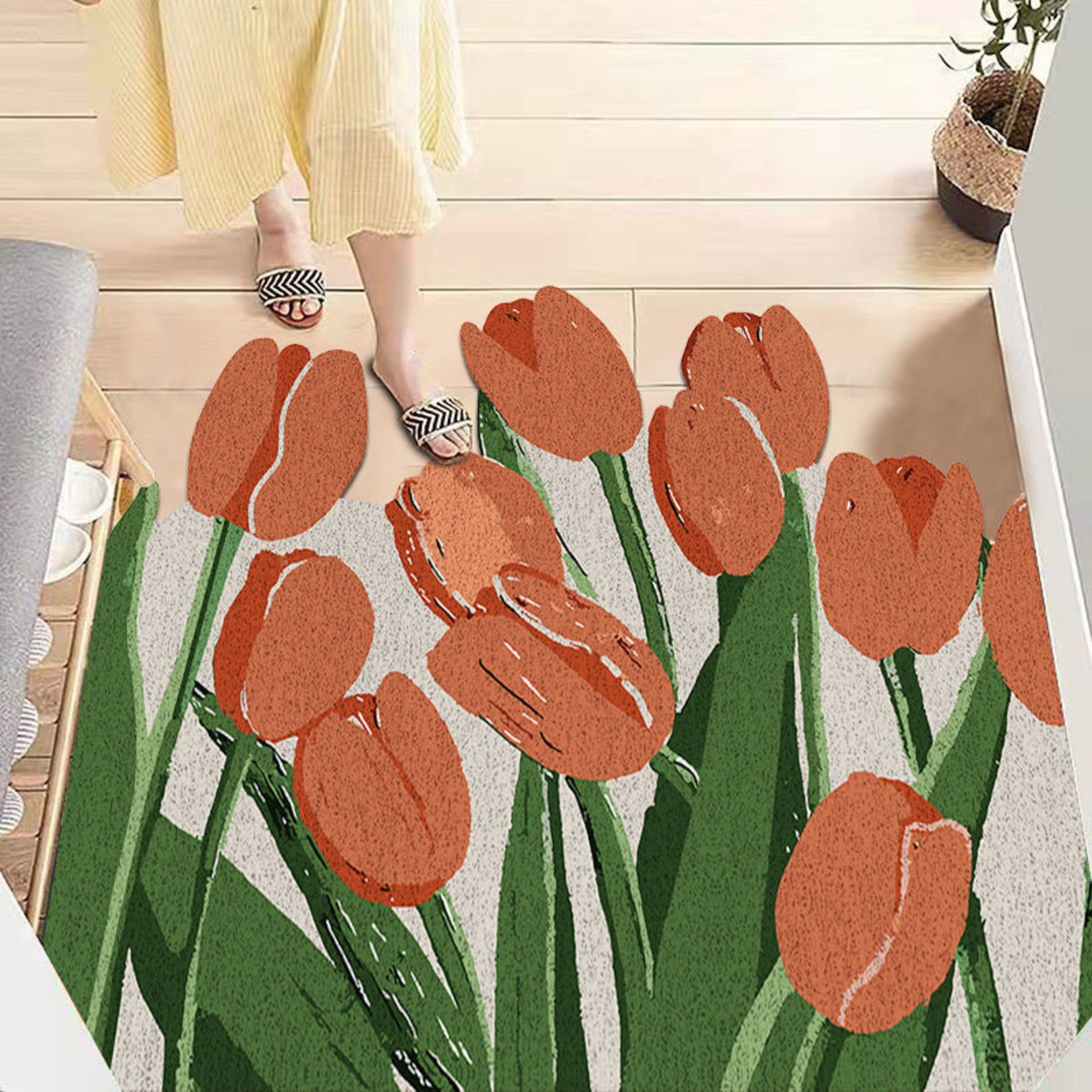 8 Style Flowers PVC Door Mat Rugs Funny Welcome for Front Doormat DIY Cutting Indoor/Outdoor Mats Non-Slip Eas - view 2