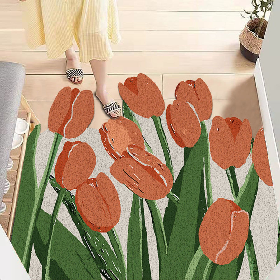 8 Style Flowers PVC Door Mat Rugs Funny Welcome for Front Doormat DIY Cutting Indoor/Outdoor Mats Non-Slip Eas - view 2