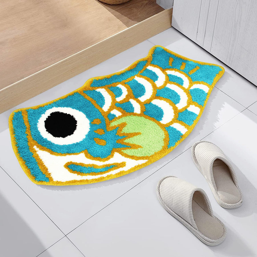 Cute Green Koi Fish Bath Mat - view 2