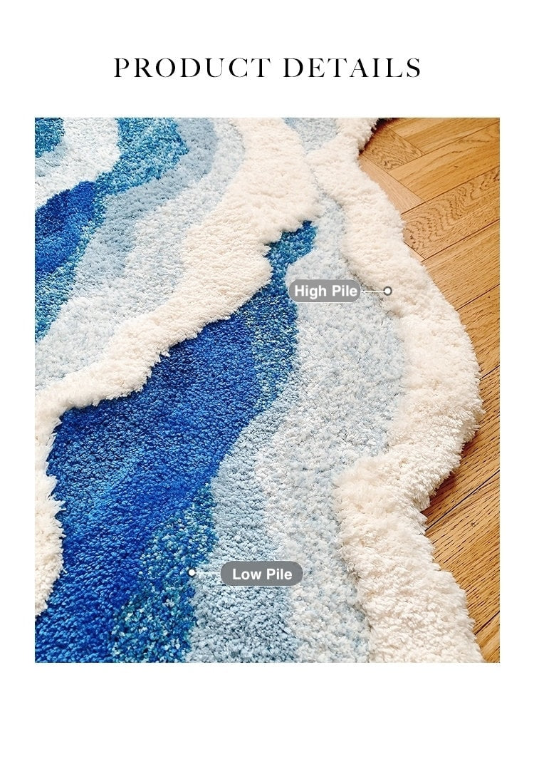 Zen Ocean Wave Abstract Rug, Area Rug, Bedroom Rug