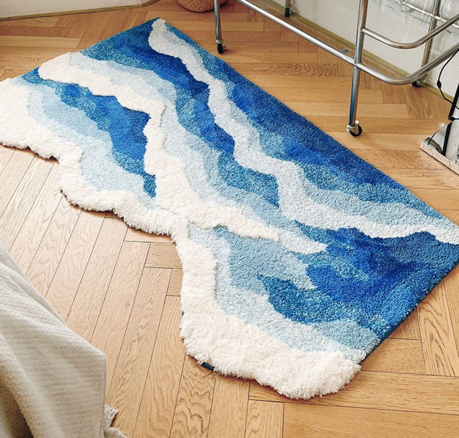 Zen Ocean Wave Abstract Rug, Area Rug, Bedroom Rug - view 2