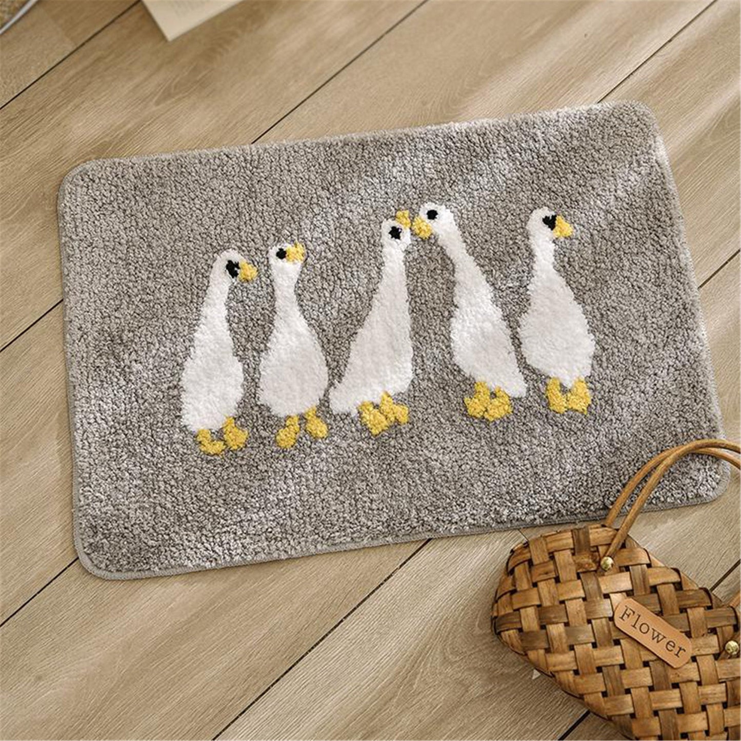 Funny Duck Bath Mat, Flowers Bathroom Shower Non Slip Mat, Bedroom Mats, Aesthetic Doorstep Carpet, Kitchen Floor Mat, Cute Home Dorm Decor