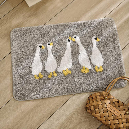 Funny Duck Bath Mat, Flowers Bathroom Shower Non Slip Mat, Bedroom Mats, Aesthetic Doorstep Carpet, Kitchen Floor Mat, Cute Home Dorm Decor