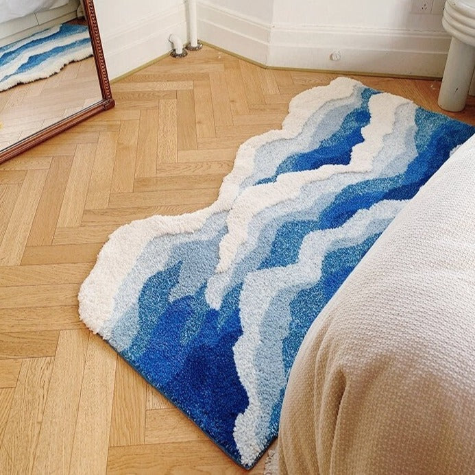 Zen Ocean Wave Abstract Rug, Area Rug, Bedroom Rug