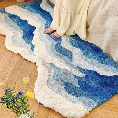 Zen Ocean Wave Abstract Rug, Area Rug, Bedroom Rug