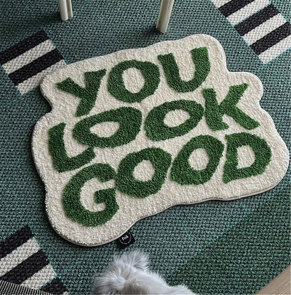 You Look Good Rug, Hand Tufted Bath Mat, Bedroom Mat, 25"x21" / 63x53cm