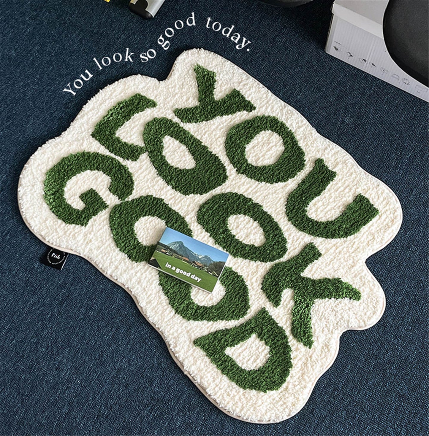 You Look Good Rug, Hand Tufted Bath Mat, Bedroom Mat, 25"x21" / 63x53cm