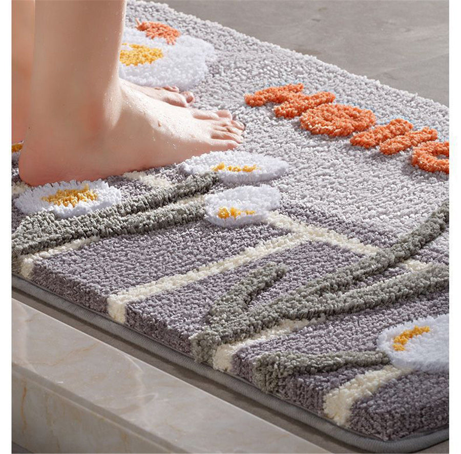 Floral Non Slip Bath Mat, Cute Flowers Bathroom Shower Mat, Kids Bedroom Mats, Aesthetic Doorstep Carpet, Kitc - view 3