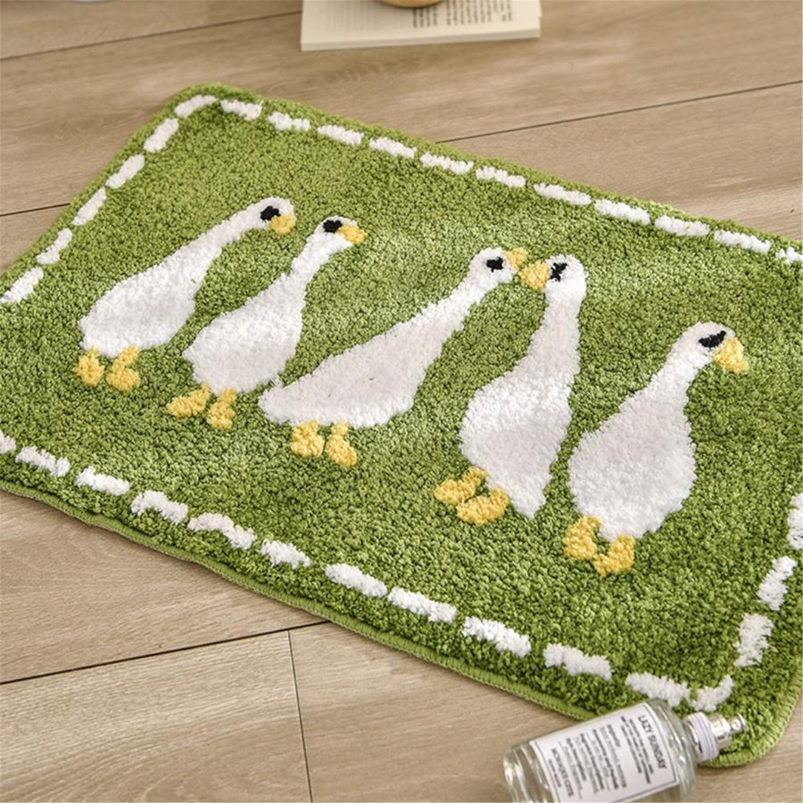 Funny Duck Bath Mat, Flowers Bathroom Shower Non Slip Mat, Bedroom Mats, Aesthetic Doorstep Carpet, Kitchen Fl - view 2
