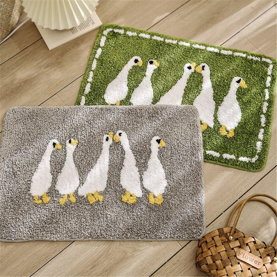 Funny Duck Bath Mat, Flowers Bathroom Shower Non Slip Mat, Bedroom Mats, Aesthetic Doorstep Carpet, Kitchen Fl