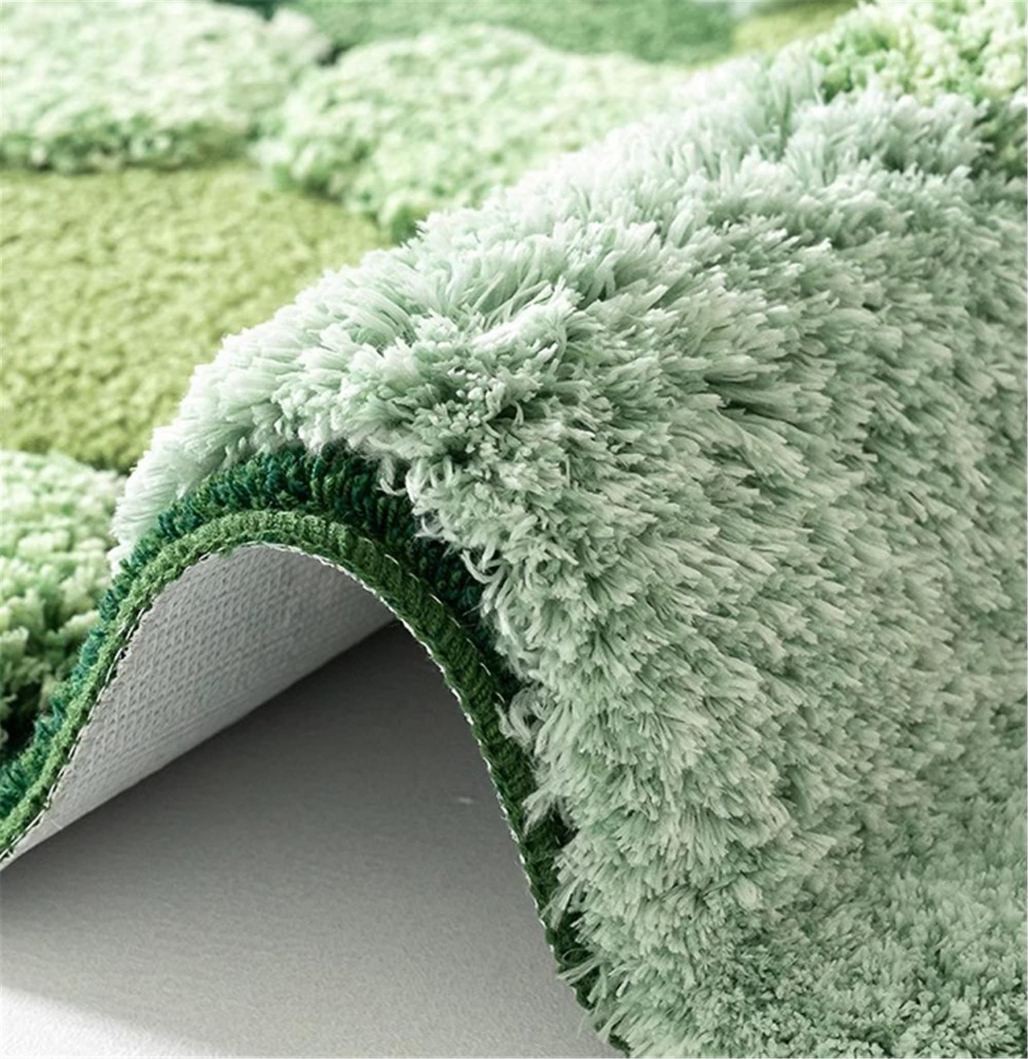 Large Green Moss Rug, Soft 3D Area Rug, Spring Grass Hand Tufted Fluff