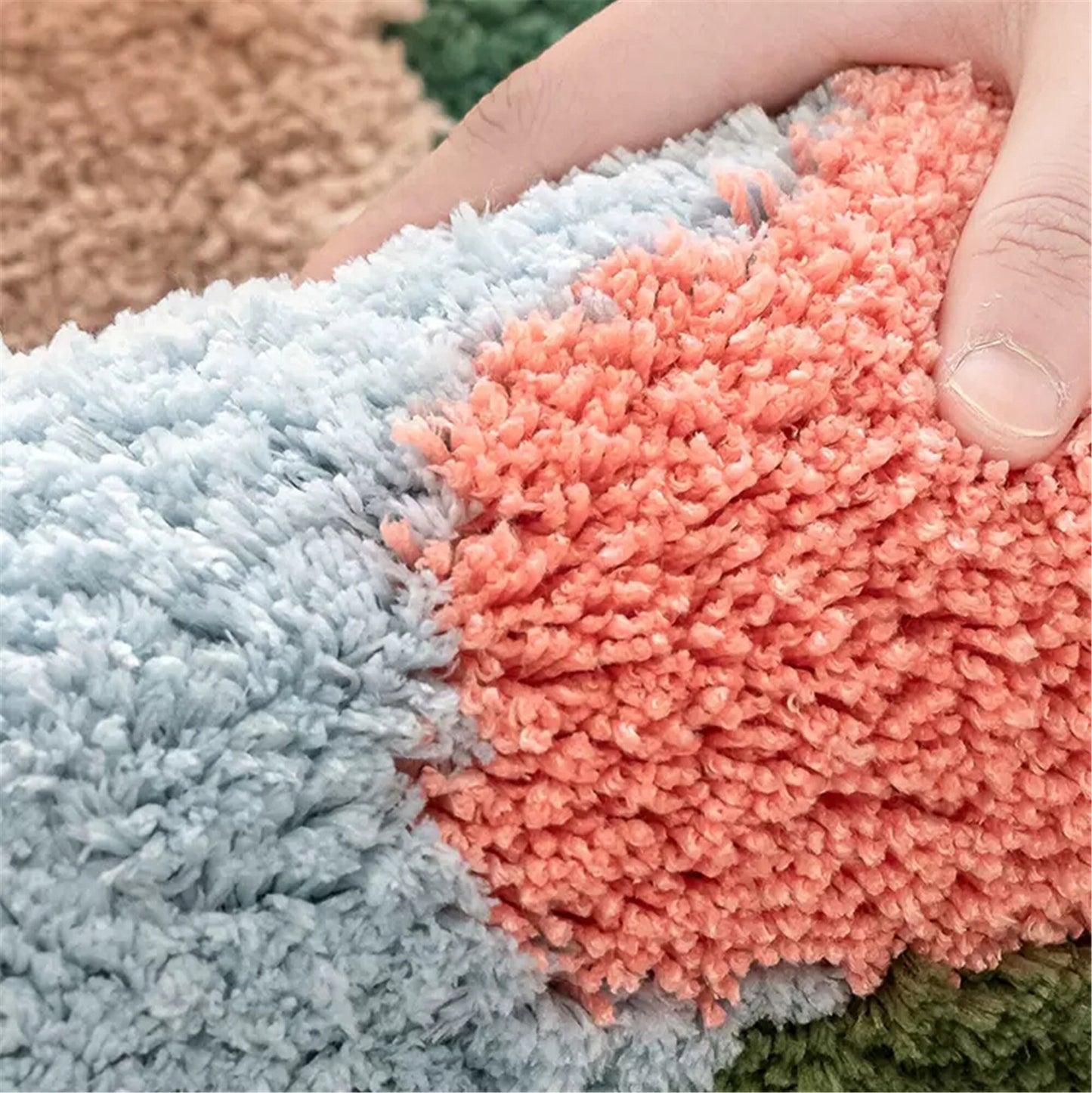 Summer Moss Irregular Rug, Soft 3D Area Rug, Hand Tufted Fluffy Rug, Large Bedroom Carpet, Washable Non-Slip Bath Mat, Cottagecore Decor