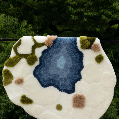 Green Moss Area Rug, Hand Tufted Fluffy Irregular Carpet, Bedroom Non-Slip Bath Mat, Abstract Plant Moss Art Rugs, Doormat, Living Room Rugs