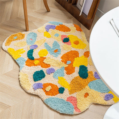 Autumn Moss Irregular Rug, Soft Area Rug, Grass Hand Tufted Fluffy Rug, Bedroom Irregular Carpet, Washable Non-Slip Bath Mat, Aesthetic Rug