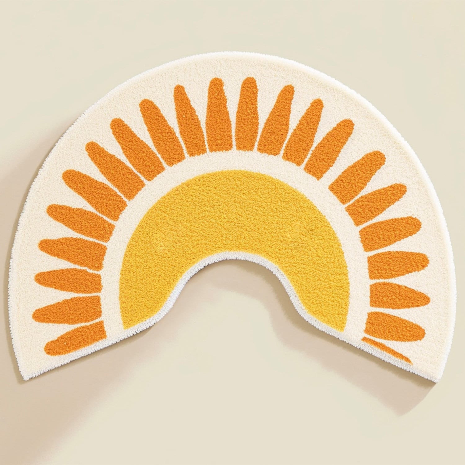 Feblilac U-Shape Sunshine Toilet Mat, Semicircle Sun Bath Mat, Yellow Soft Bathroom Rug - view 5