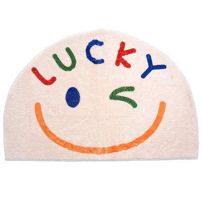 Lucky Pick Smile Face Semicircle Bath Mat