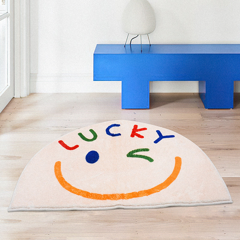 Lucky Pick Smile Face Semicircle Bath Mat