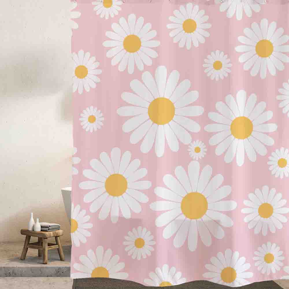 Feblilac Cute Daisy Shower Curtain with Hooks - Feblilac® Mat