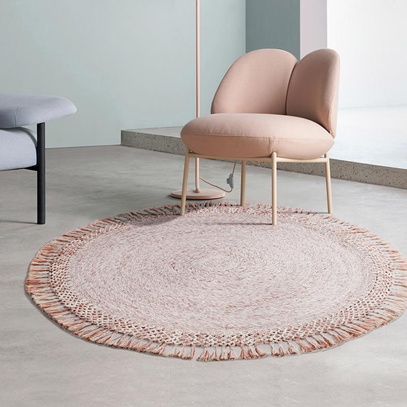 The Gaia Tassel Handmade Woven Wool Round Floor Mats Carpet - Feblilac® Mat