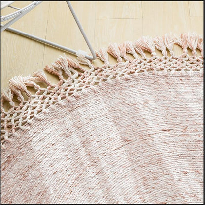 The Gaia Tassel Handmade Woven Wool Round Floor Mats Carpet - Feblilac® Mat
