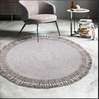 The Gaia Tassel Handmade Woven Wool Round Floor Mats Carpet - Feblilac® Mat