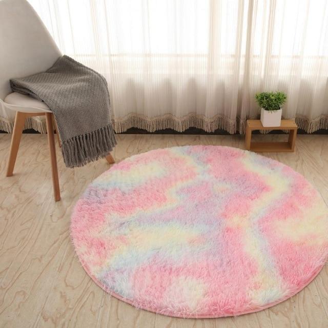 Tie Dye Rainbow Faux Fur Rug - Feblilac® Mat