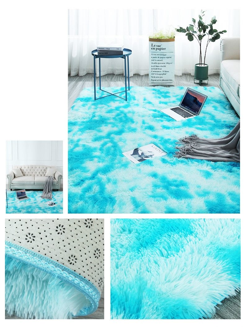 Tie Dye Rainbow Faux Fur Rug - Feblilac® Mat