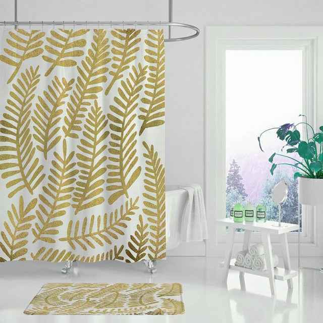 Gabby Golden Fern Shower Curtains