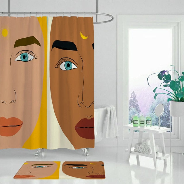 Alla Abstract Woman Print Shower Curtains or Matching Bath Mat