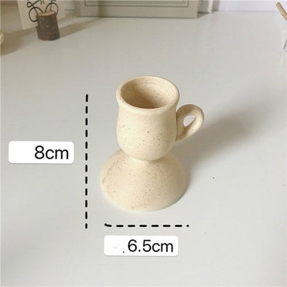 Ceramic Curvy Candleholder with Handle