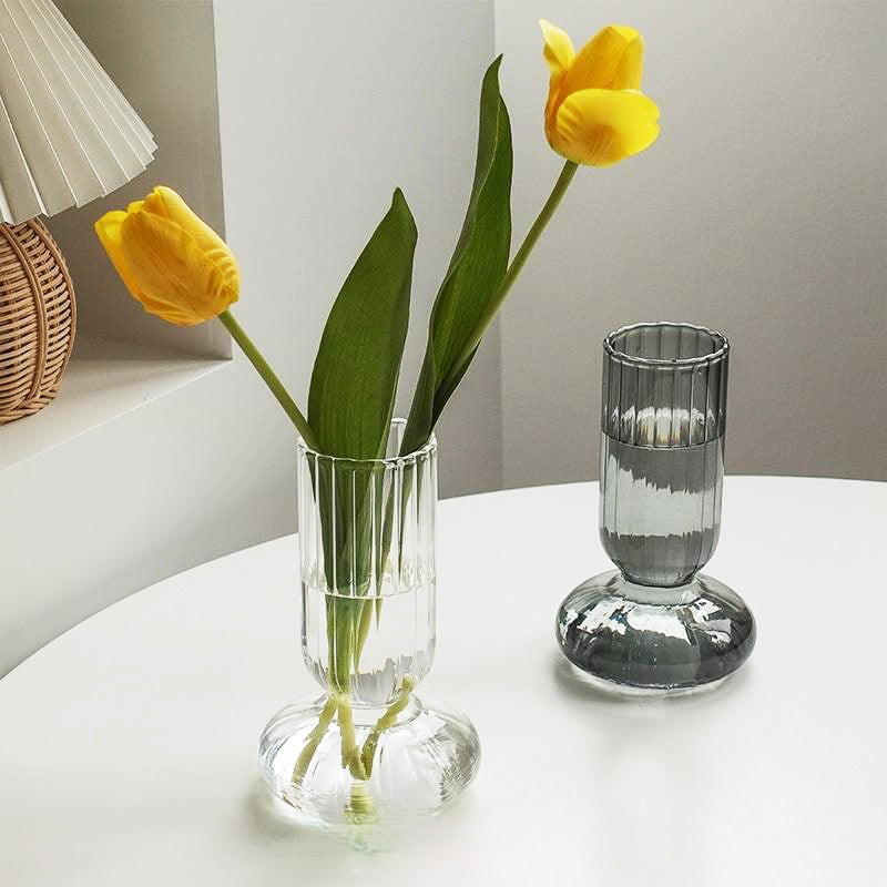 Glass Striped Cylinder Vase